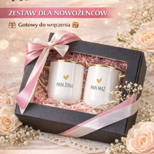 Zestaw kubków na ślub 400 ml - prezent ślubny dla pary młodej Pani Żona & Pan Mąż