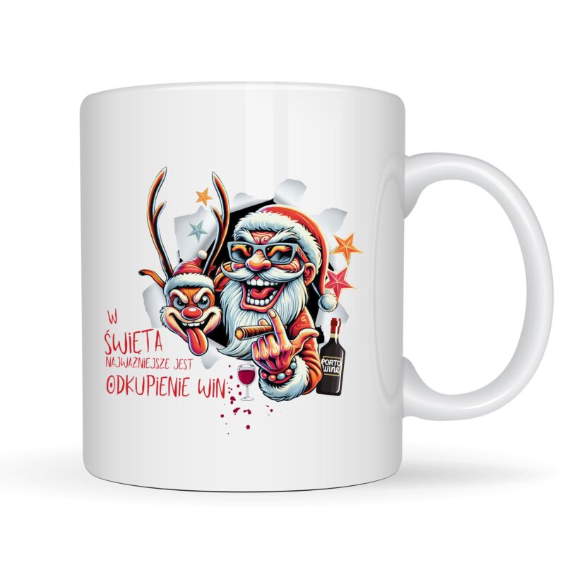 śmieszny kubek na mikołajki