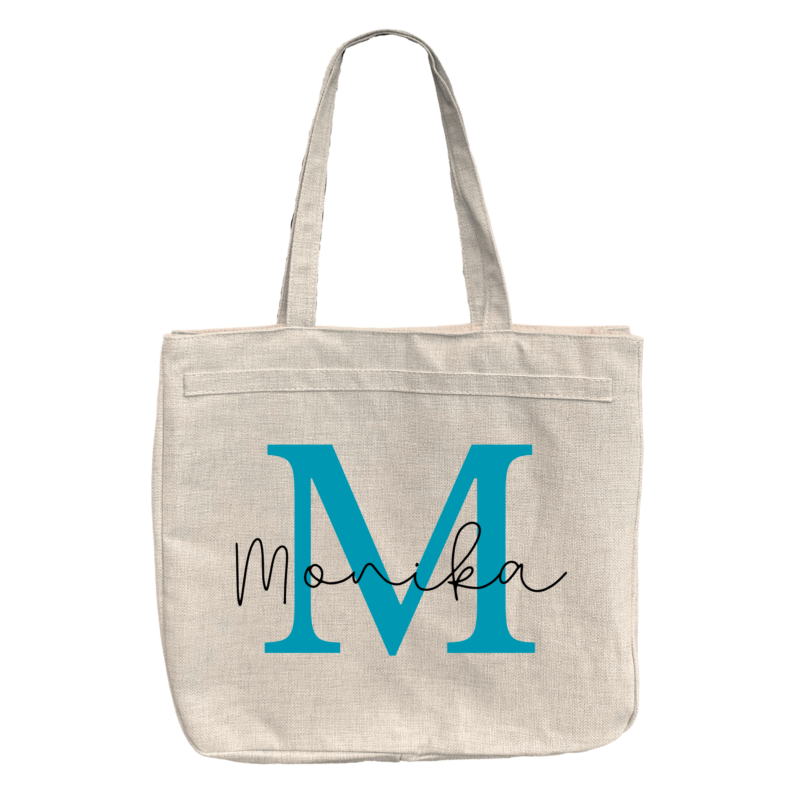 beżowa torba personalizowana z imieniem