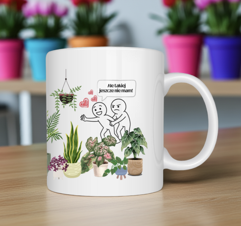 Kubek z nadrukiem dla miłośnika roślin - prezent dla kolekcjonera ogrodnika na parapetówkę 330 ml