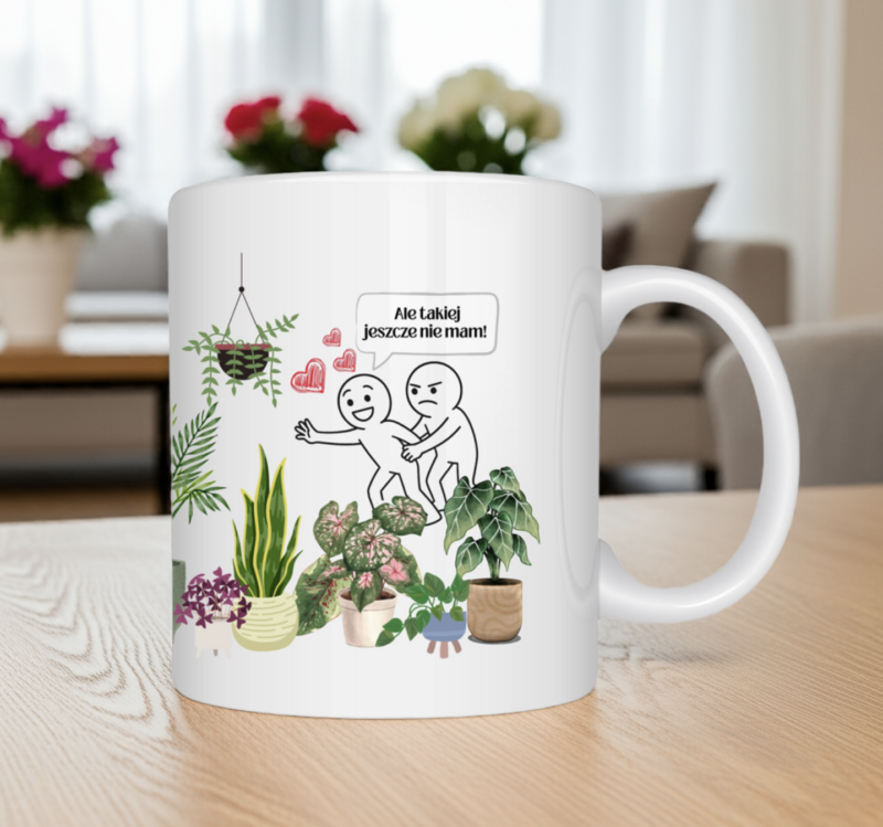 Kubek z nadrukiem dla miłośnika roślin - prezent dla kolekcjonera ogrodnika na parapetówkę 330 ml