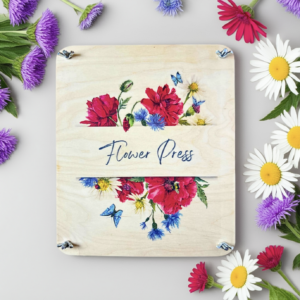 Zielnik Praska botaniczna do suszenia kwiatów, liści i ziół 29x25 cm – edukacyjna prasa drewniana