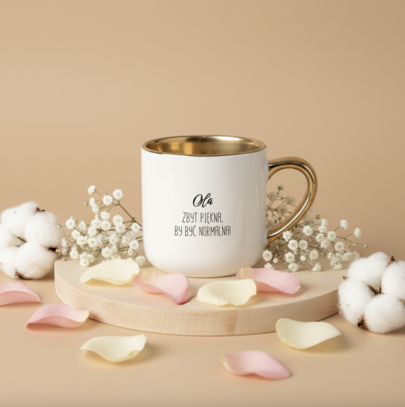kubek z napisem