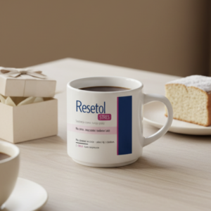 Kubek terapeutyczny RESETOL STRES  – śmieszny kubek z nadrukiem | Prezent dla lekarza i psychologa