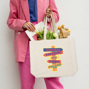 Duża torba plażowa damska na plażę – pojemna, kolorowa, materiałowa, eko