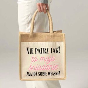 Naturalna torba z juty na zakupy i do pracy na śniadanie – mała torba ekologiczna na prezent