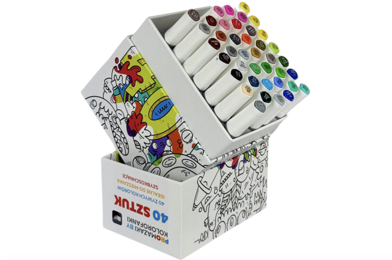 Pastelowe markery, pisaki, mazaki, flamastry – dwustronne promazaki 40 sztuk do kolorowania i szkicowania