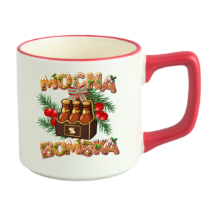 Kubek świąteczny matowy na święta Boże Narodzenie czerwony lub zielony rant 330 ml