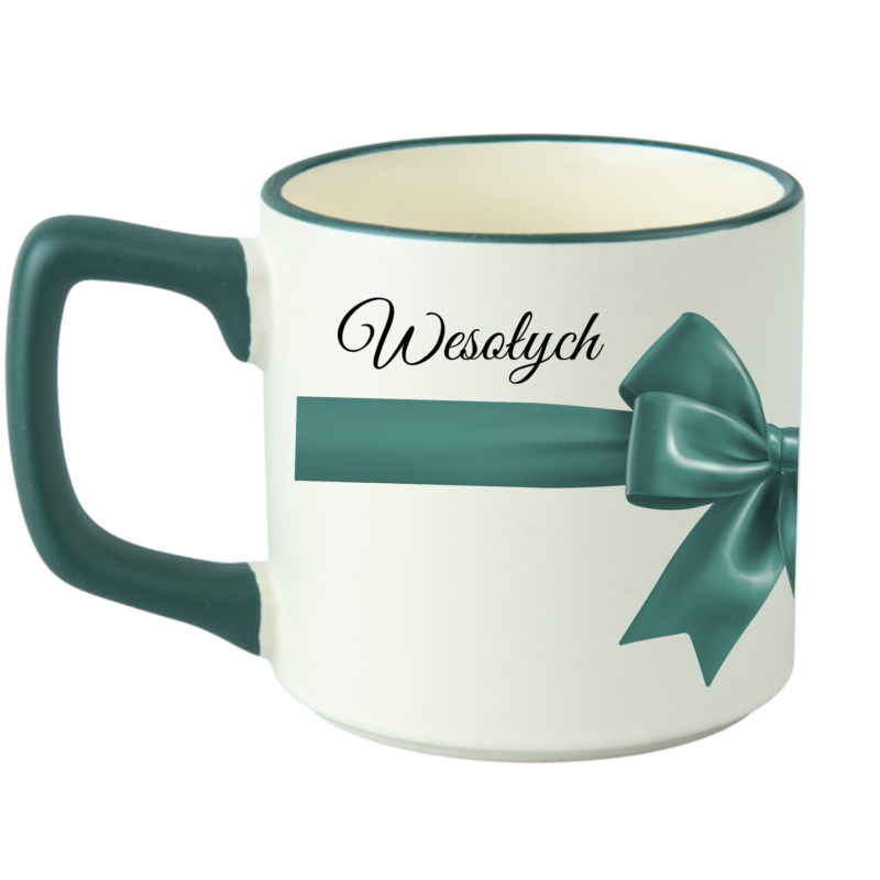 Kubek świąteczny matowy na święta Boże Narodzenie czerwony lub zielony rant 330 ml