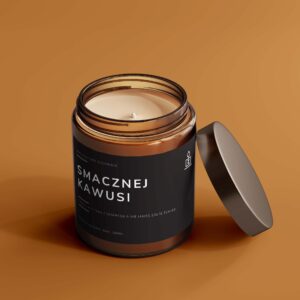 Świeca sojowa „Smacznej kawusi" – 180 ml 50h PALENIA! zapach kawy espresso wanilia
