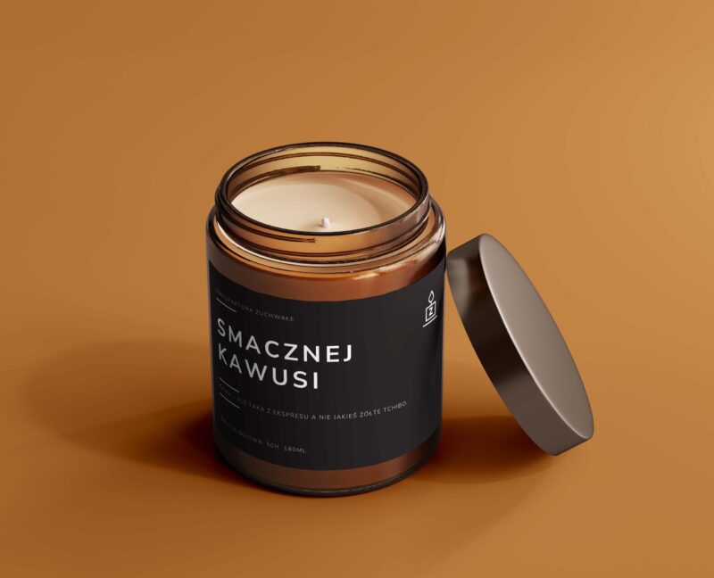Świeca sojowa „Smacznej kawusi" – 180 ml 50h PALENIA! zapach kawy espresso wanilia