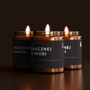 Świeca sojowa „Smacznej kawusi" – 180 ml 50h PALENIA! zapach kawy espresso wanilia