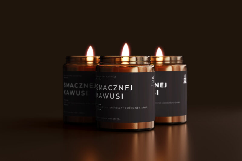 Świeca sojowa „Smacznej kawusi" – 180 ml 50h PALENIA! zapach kawy espresso wanilia