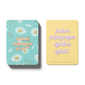 Karty afirmacji z przekleństwami dla kobiet - zestaw 40 kart + drewniany stojak BEZ CENZURY