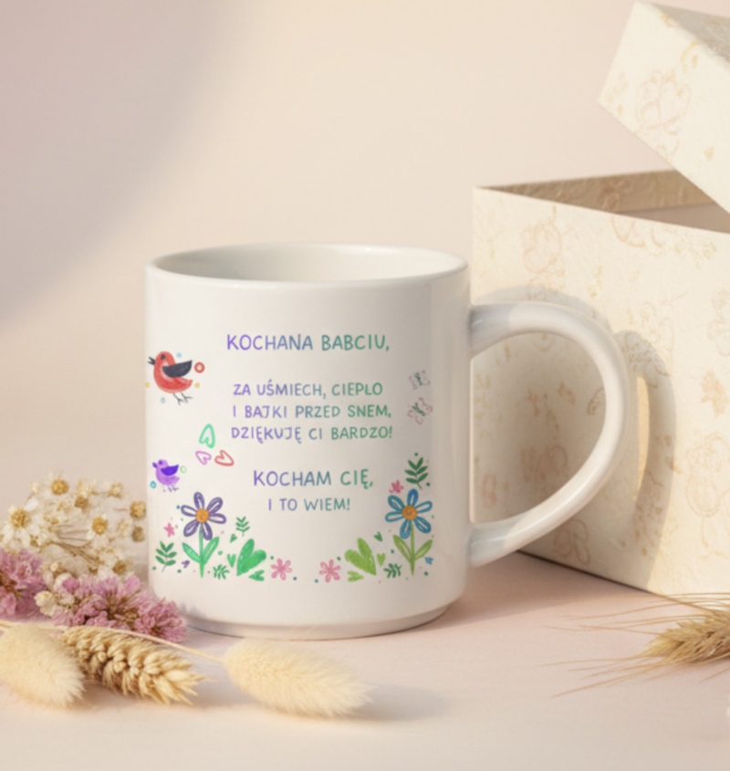Piękny i niepowtarzalny kubek na Dzień Babci i Dziadka- personalizowany prezent dla babci i dziadka prezent od wnuków 330 ml