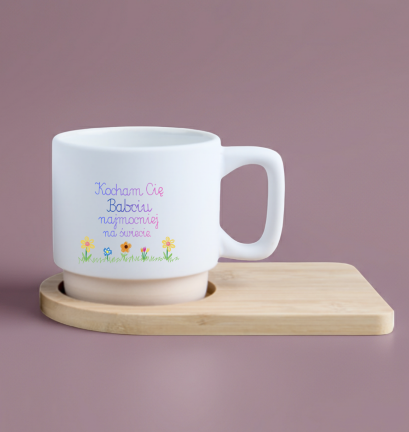 Prezent dla Babci / prezent na Dzień Babci i Dziadka filiżanka z podstawkiem 290 ml