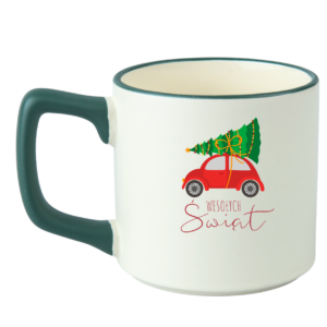 Kubek świąteczny matowy na święta Boże Narodzenie czerwony lub zielony rant 330 ml