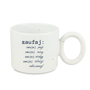 Kubek motywacyjny 400 ml nakrapiany - kubek z napisem motywacyjnym do pracy - biały/żółty/różowy/niebieski