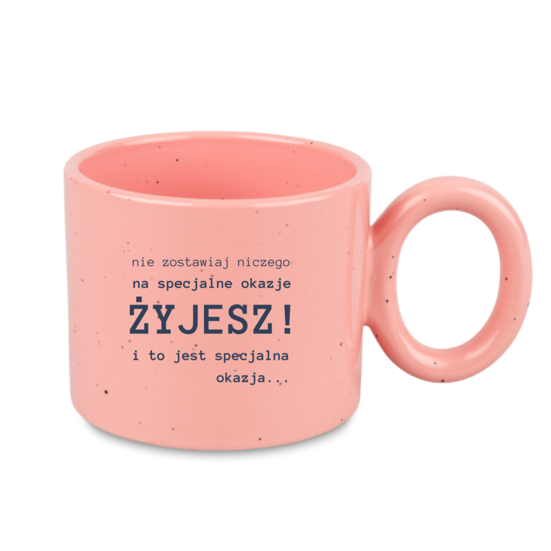 Kubek motywacyjny 400 ml nakrapiany - kubek z napisem motywacyjnym do pracy - biały/żółty/różowy/niebieski