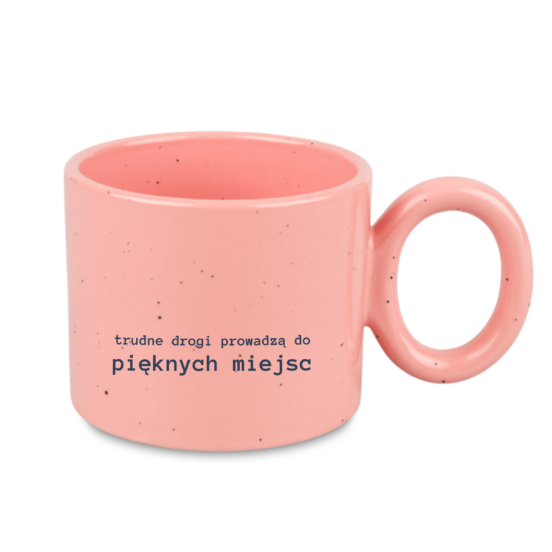 Kubek motywacyjny 400 ml nakrapiany - kubek z napisem motywacyjnym do pracy - biały/żółty/różowy/niebieski