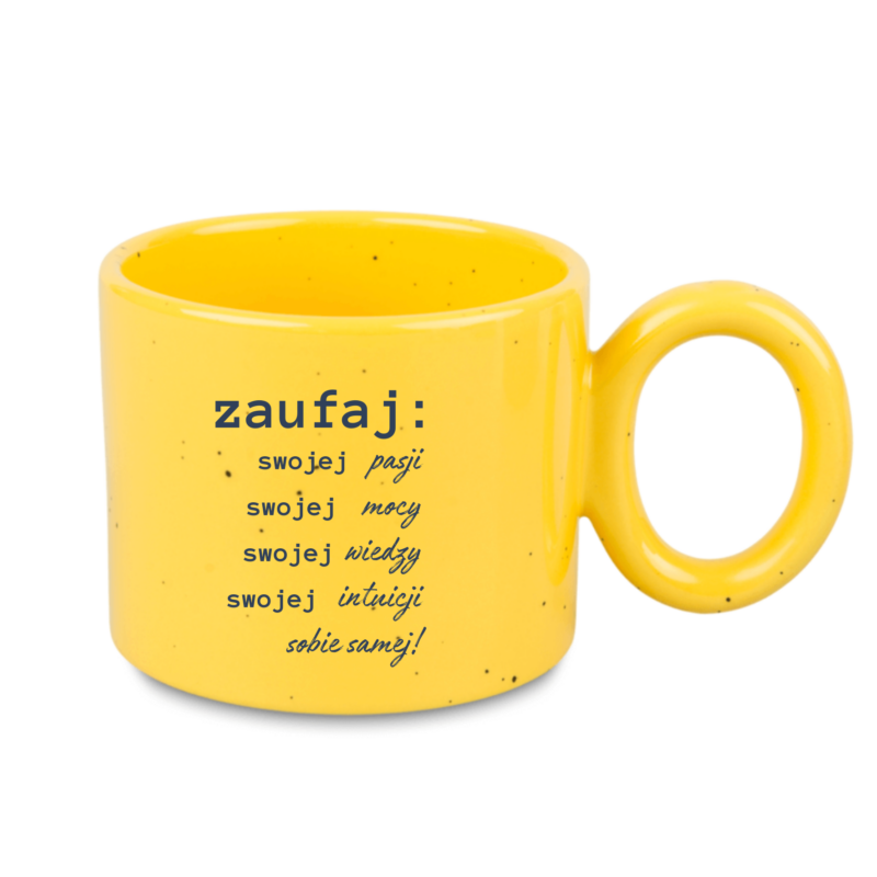 Kubek motywacyjny 400 ml nakrapiany - kubek z napisem motywacyjnym do pracy - biały/żółty/różowy/niebieski