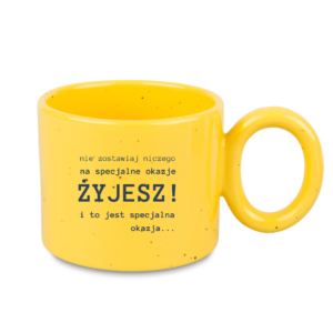 Kubek motywacyjny 400 ml nakrapiany - kubek z napisem motywacyjnym do pracy - biały/żółty/różowy/niebieski