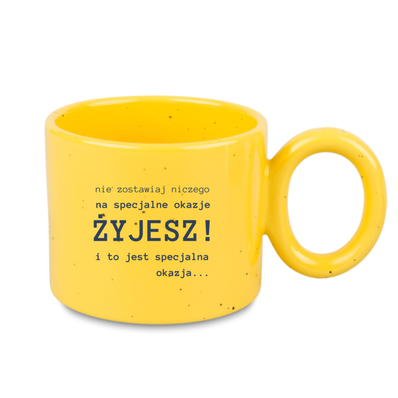 Kubek motywacyjny 400 ml nakrapiany - kubek z napisem motywacyjnym do pracy - biały/żółty/różowy/niebieski