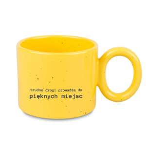 Kubek motywacyjny 400 ml nakrapiany - kubek z napisem motywacyjnym do pracy - biały/żółty/różowy/niebieski