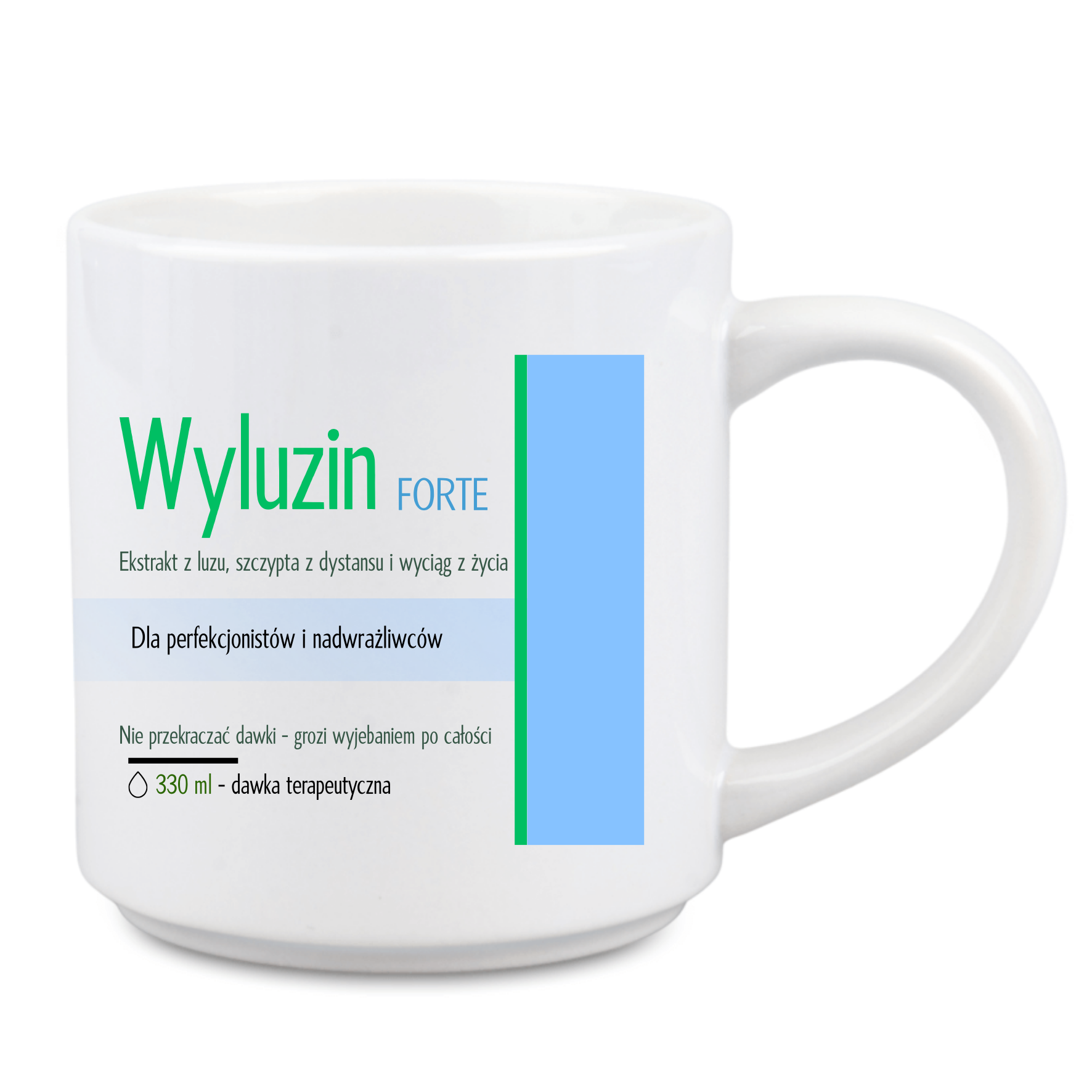 Kubek terapeutyczny WYLUZIN FORTE 330 ml biały śmieszny kubek z nadrukiem | Prezent | Różne rodzaje