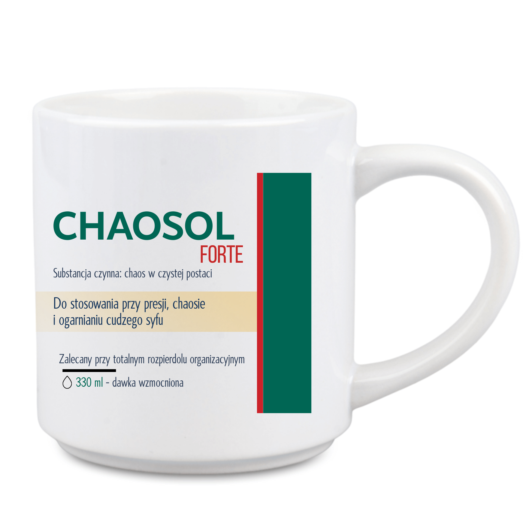Kubek terapeutyczny CHAOSOL FORTE 330 ml biały  śmieszny kubek z nadrukiem | Prezent | Różne rodzaje