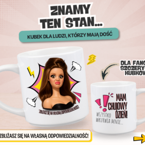 Śmieszny kubek z napisem „Mam chujowy dzień” | kubek na prezent z humorem, kubek do pracy