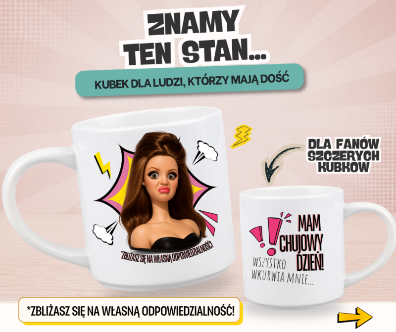 Śmieszny kubek z napisem „Mam chujowy dzień” | kubek na prezent z humorem, kubek do pracy