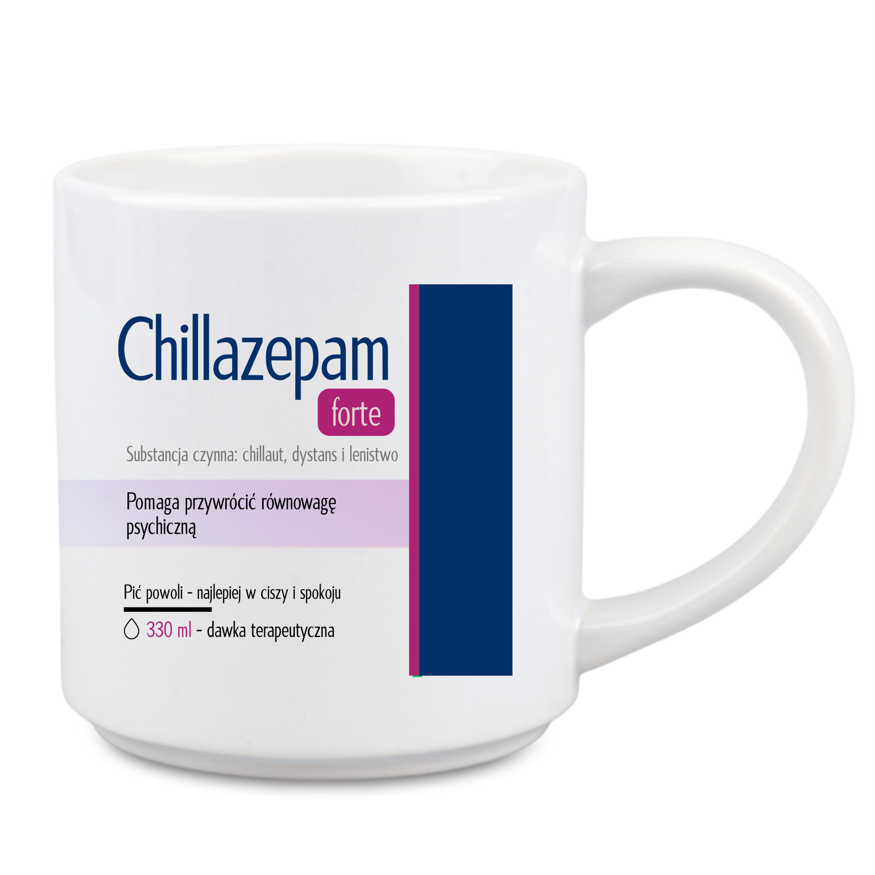 Kubek terapeutyczny Chillzepam FORTE 330 ml biały śmieszny kubek z nadrukiem | Prezent | Różne rodzaje